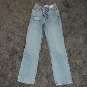 Topshop Light Wash Straight Leg Jeans